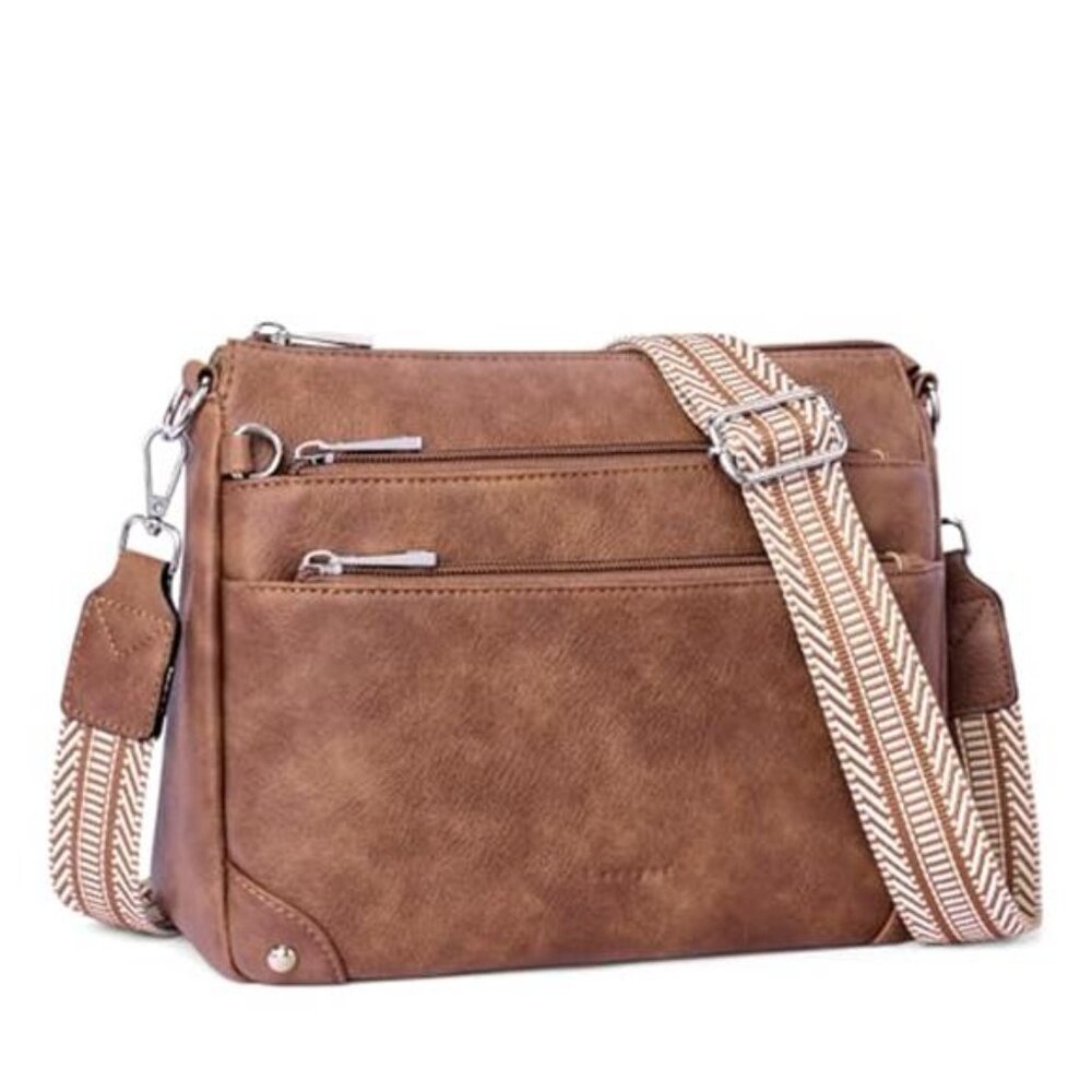 Womens Crossbody Bag RFID Travel Leather Shoulder Purse Adjustable Medium Bag